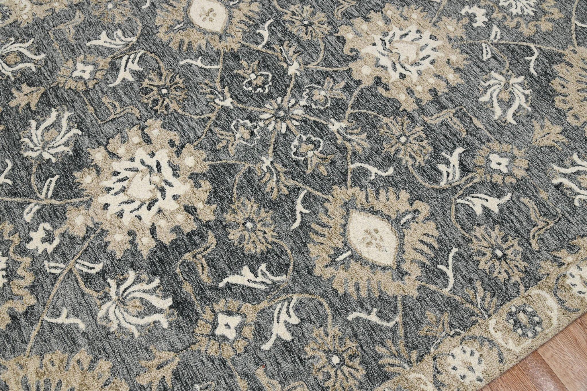Gray Wool Romania 8X10 Feet Hand-Tufted Carpet - Rug - Ouch Cart