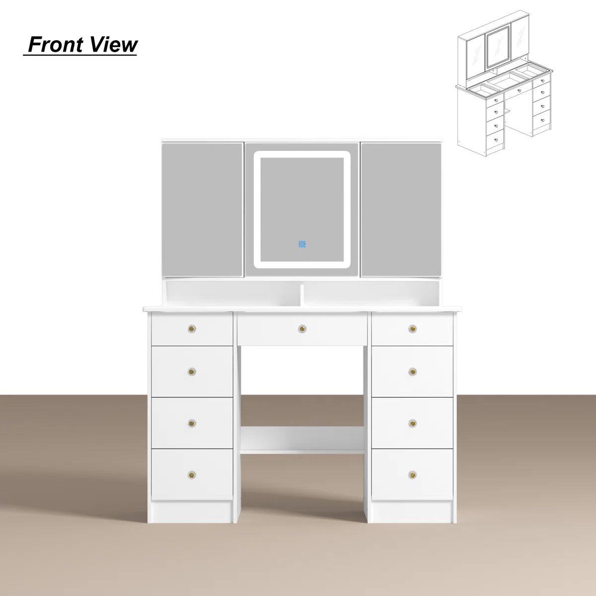Luxury Makeup Vanity Desk with LED Lights and Storage