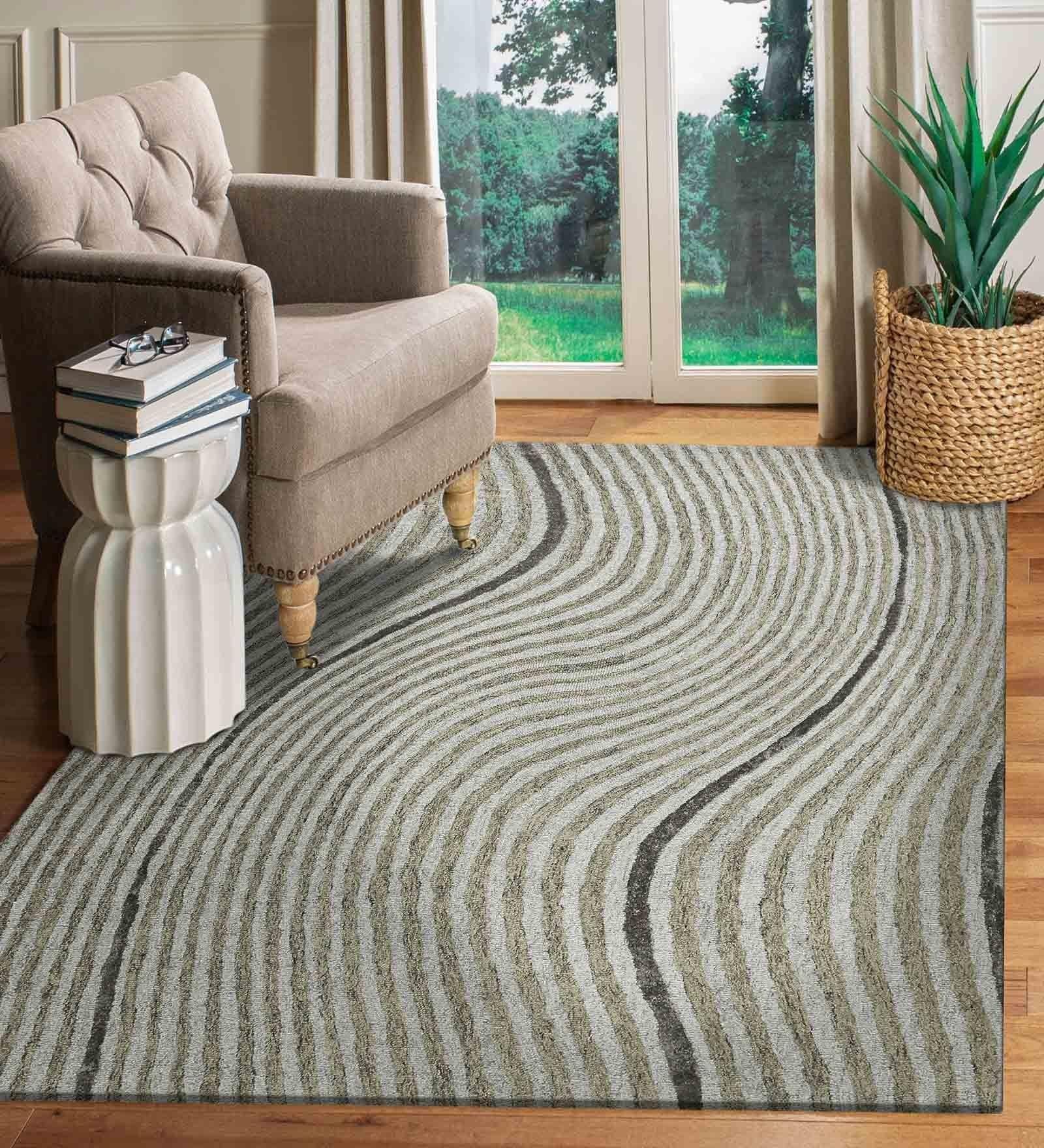 IRON Wool & Viscose Canyan 4x6 Feet Hand-Tufted Carpet - Rug - Ouch Cart
