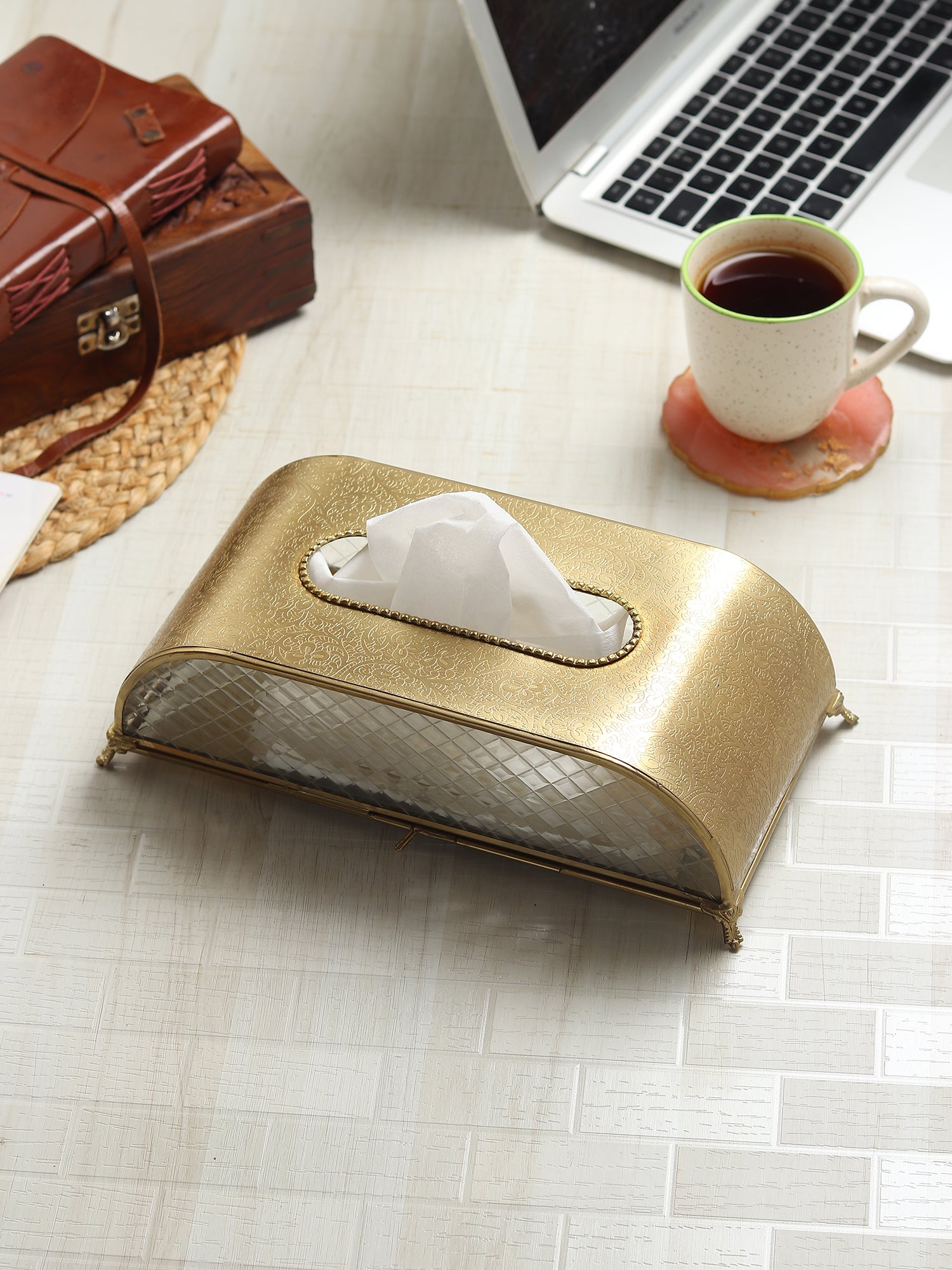 Sleek Slant Diamond Crystal Tissue Holder - OUCHCART