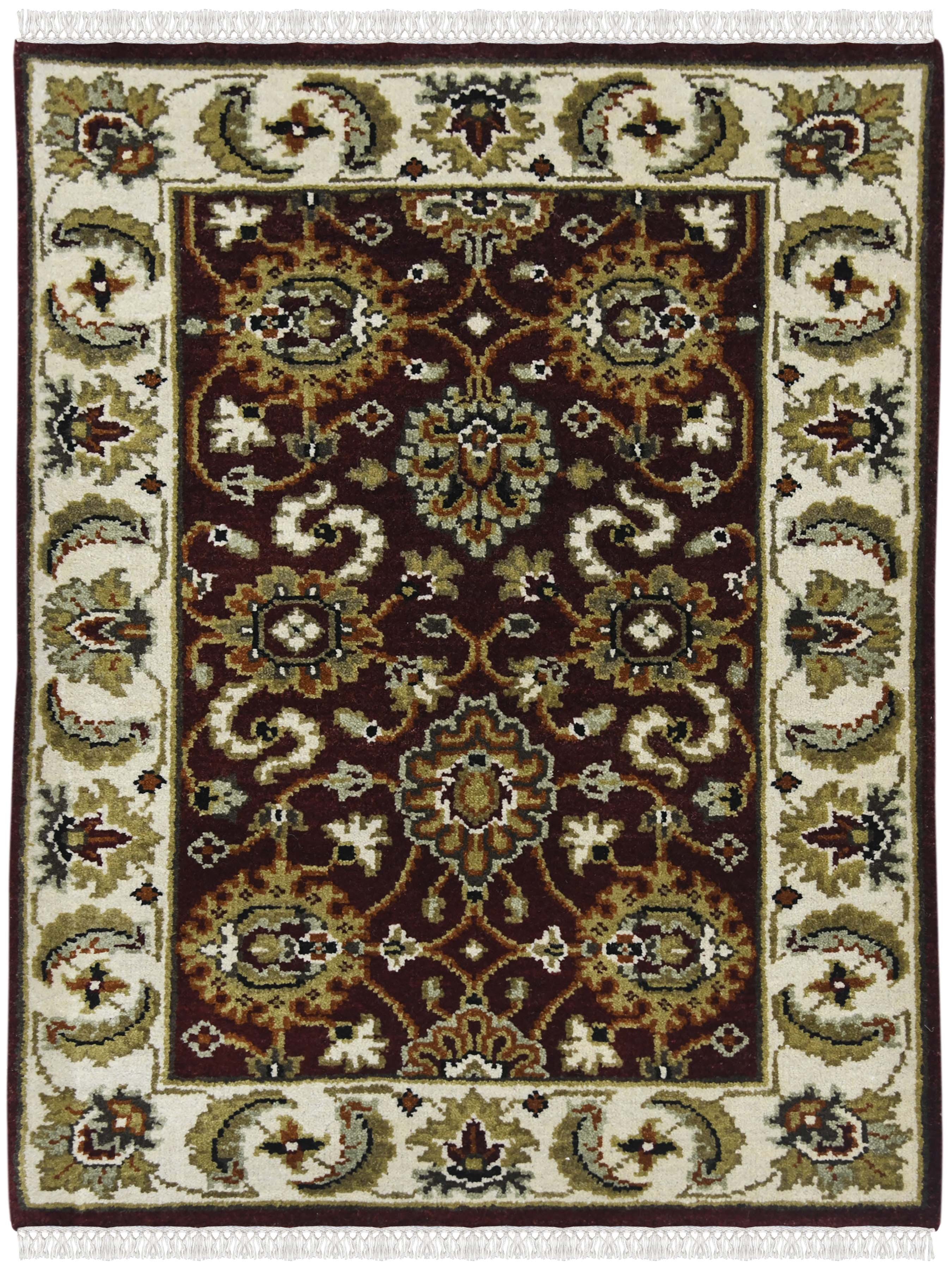 Luxor Classic Pattern Hand Knotted  Rectangle Anti-Skid Designer Carpet, Prayer Rug For Office Cabins, Small Living Spaces - 2'X3'