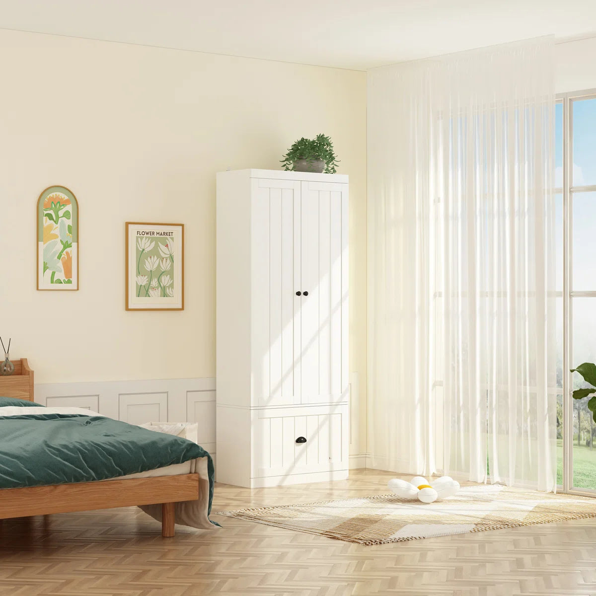 Dorilal Armoire Large Storage Solid Wood Wardrobe for Bedroom OUCH CART