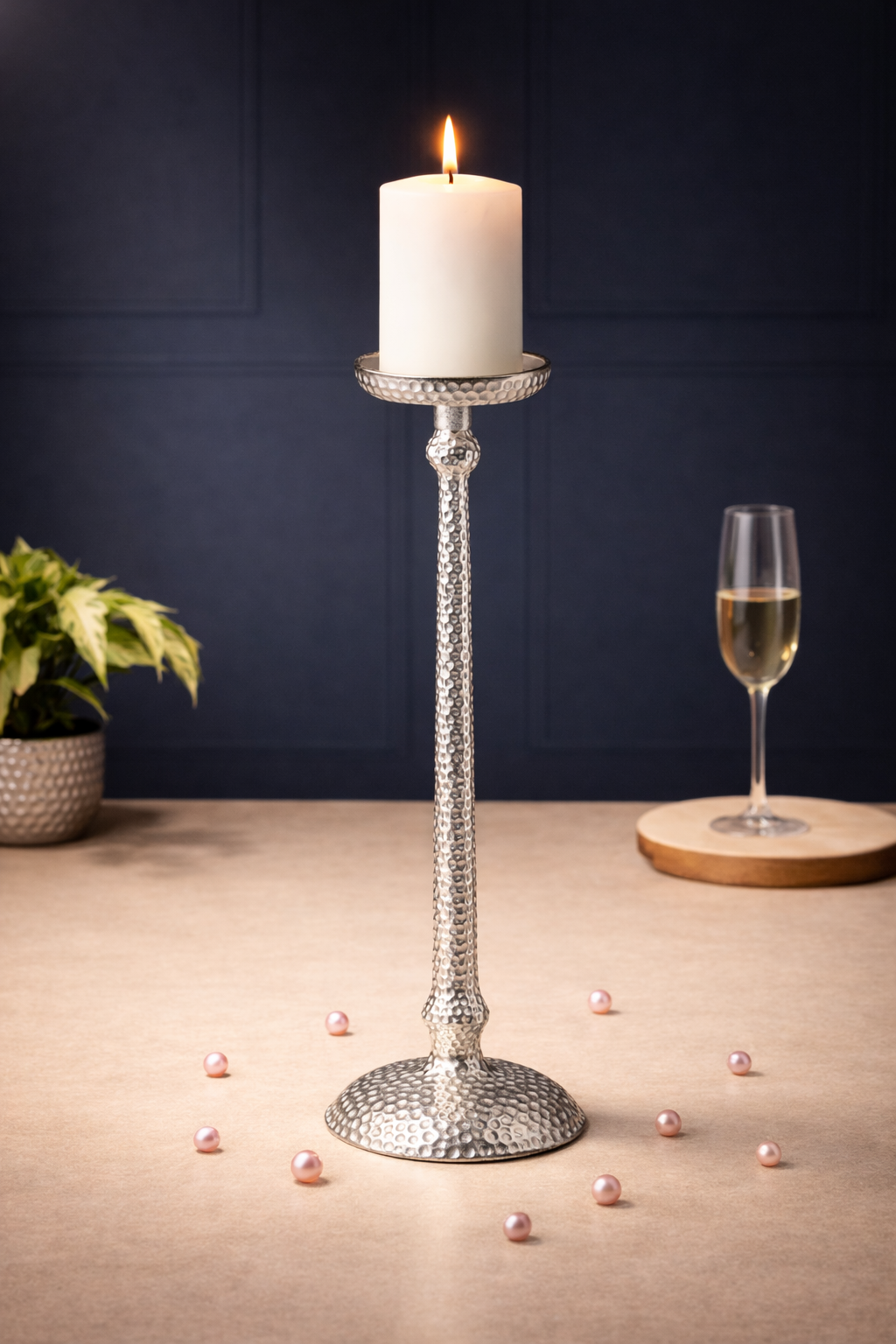 Harrington Large Silver candle holder