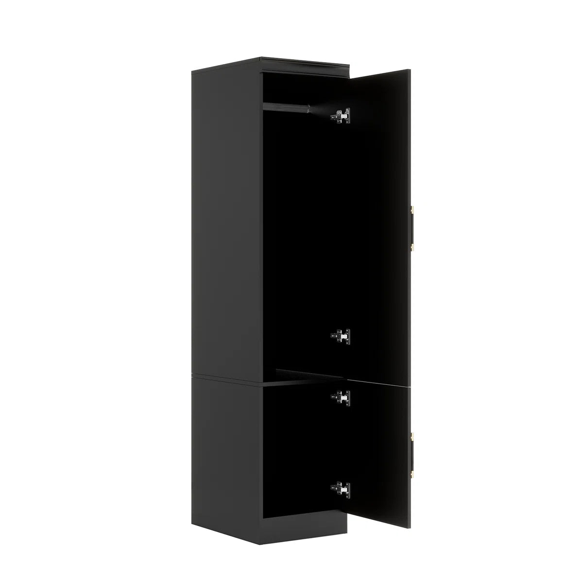 Elegant 2-Piece Solid Wood Armoire Wardrobe Black Freestanding Mirror Door