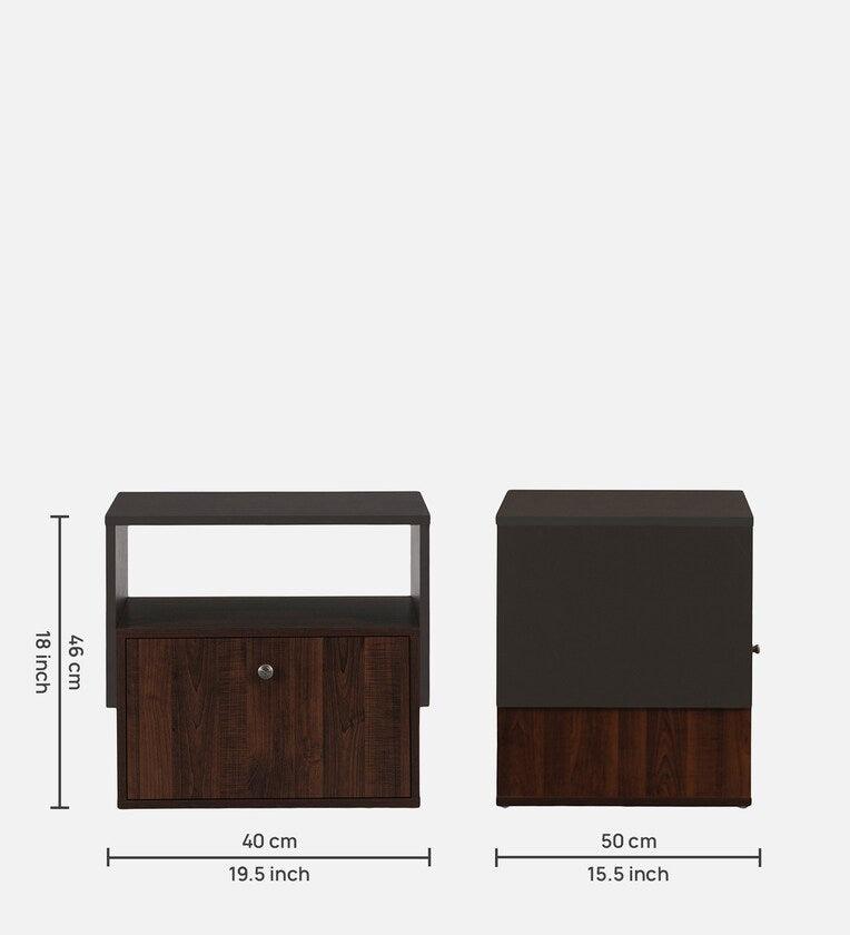 Bedside Table in Dark Walnut Finish with Drawer - Ouch Cart