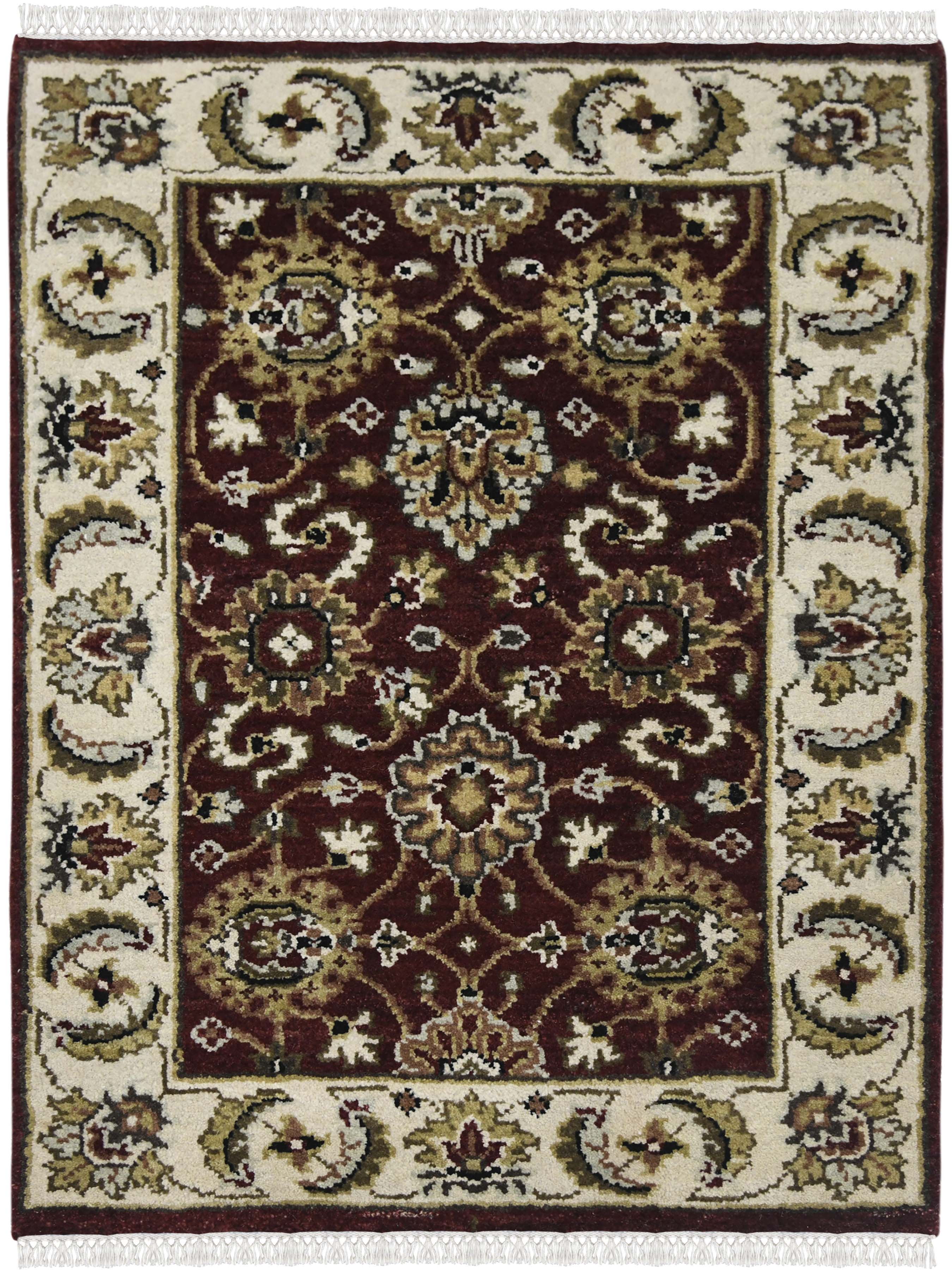 Luxor Classic Pattern Hand Knotted  Rectangle Anti-Skid Designer Carpet, Prayer Rug For Office Cabins, Small Living Spaces - 2'X3'