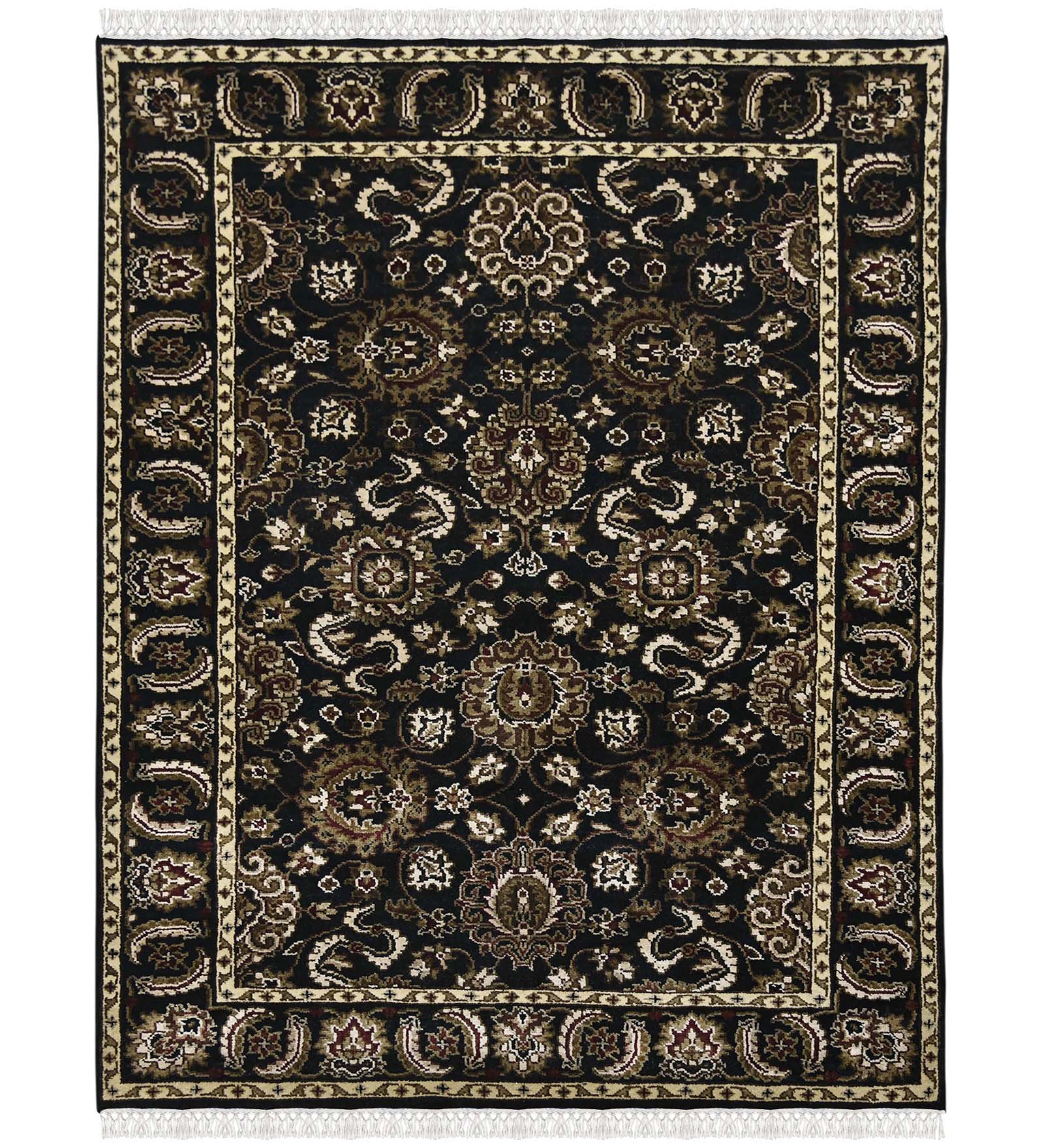Luxor Classic Pattern Hand Knotted  Rectangle Anti-Skid Designer Carpet, Prayer Rug For Office Cabins, Small Living Spaces - 4'X6'