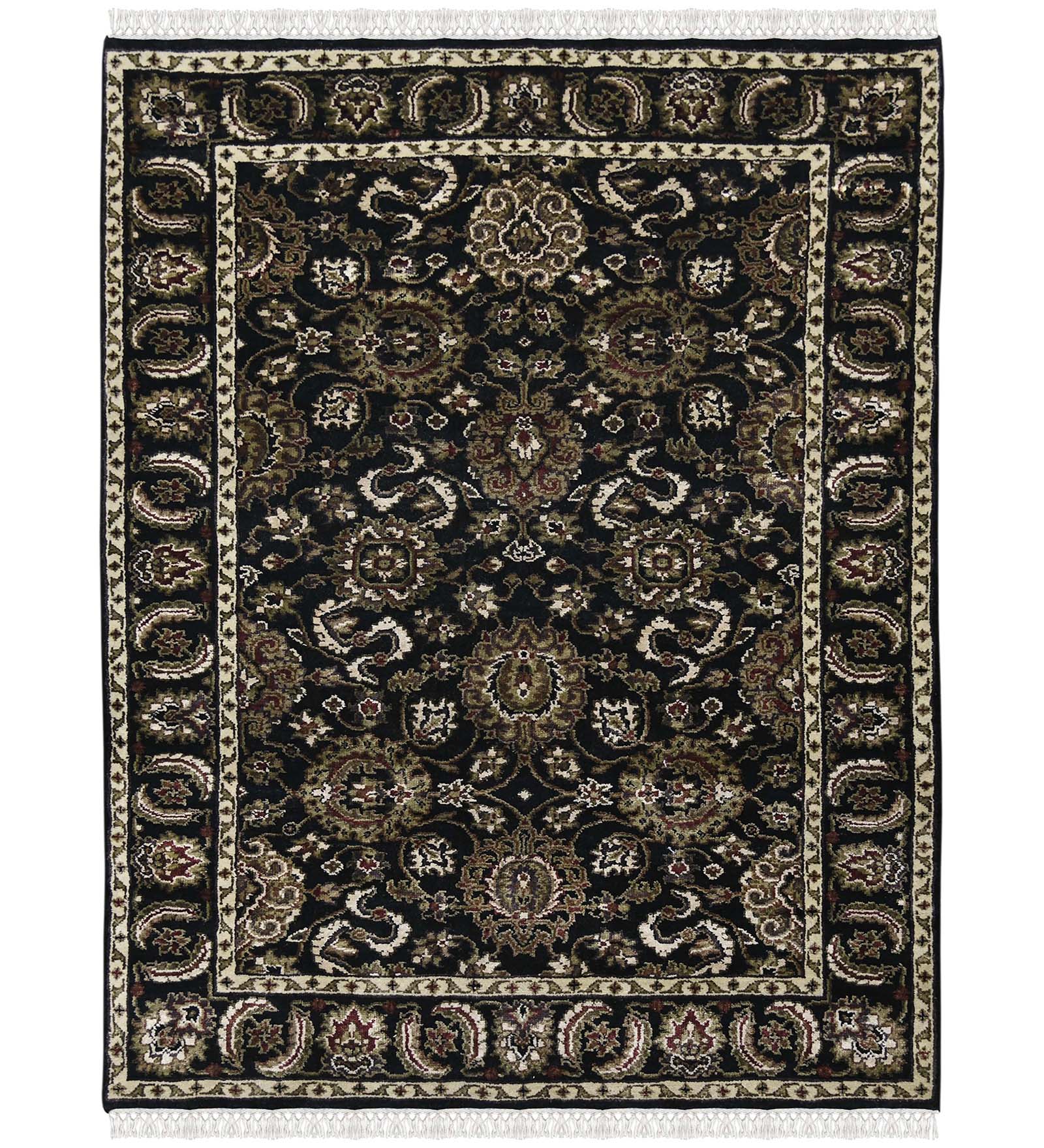 Luxor Classic Pattern Hand Knotted  Rectangle Anti-Skid Designer Carpet, Prayer Rug For Office Cabins, Small Living Spaces - 4'X6'