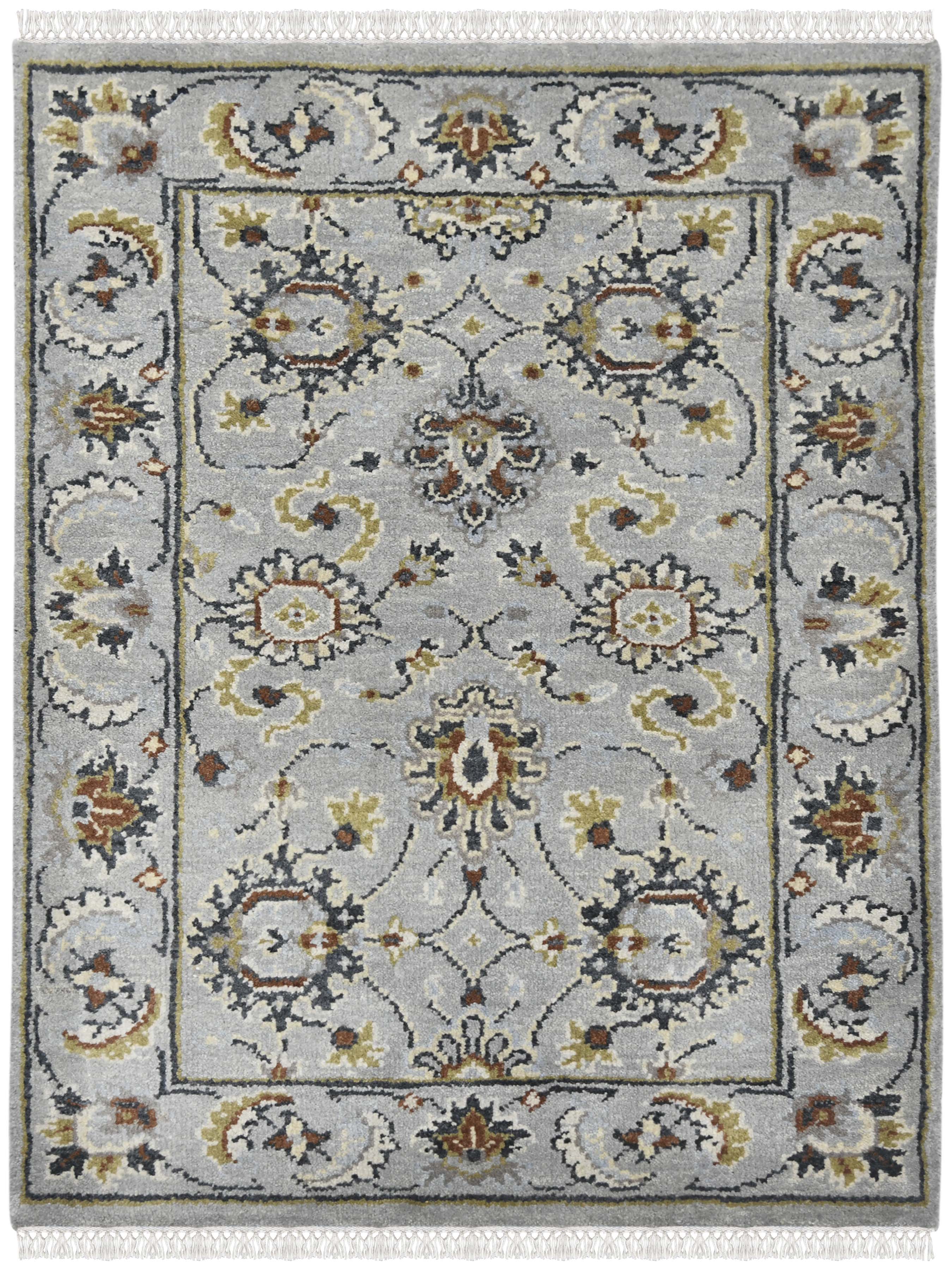 Luxor Classic Pattern Hand Knotted  Rectangle Anti-Skid Designer Carpet, Prayer Rug For Office Cabins, Small Living Spaces - 2'X3'