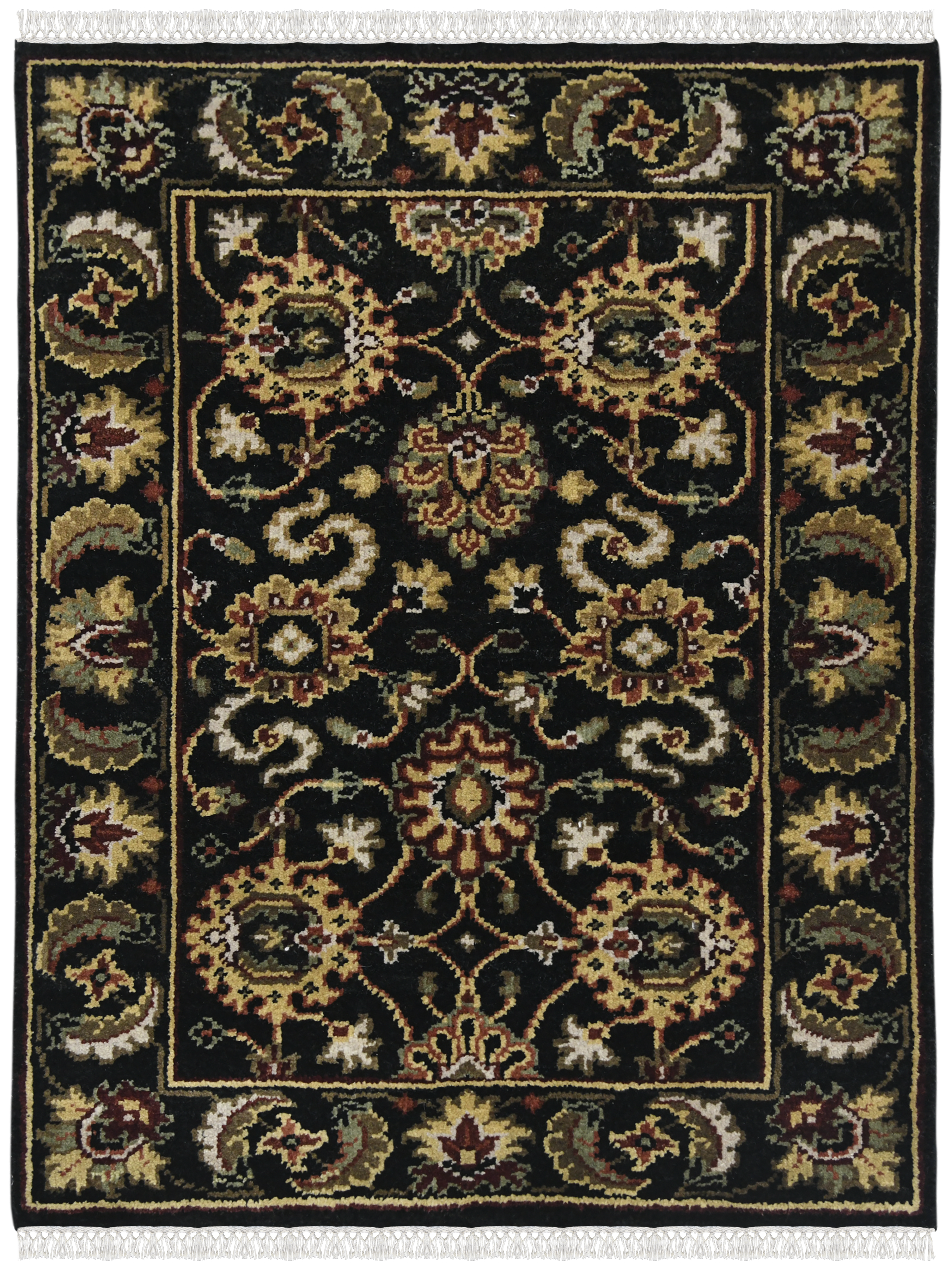 Luxor Classic Pattern Hand Knotted Rectangle Anti-Skid Designer Carpet, Prayer Rug For Office Cabins, Small Living Spaces - 2'X3'