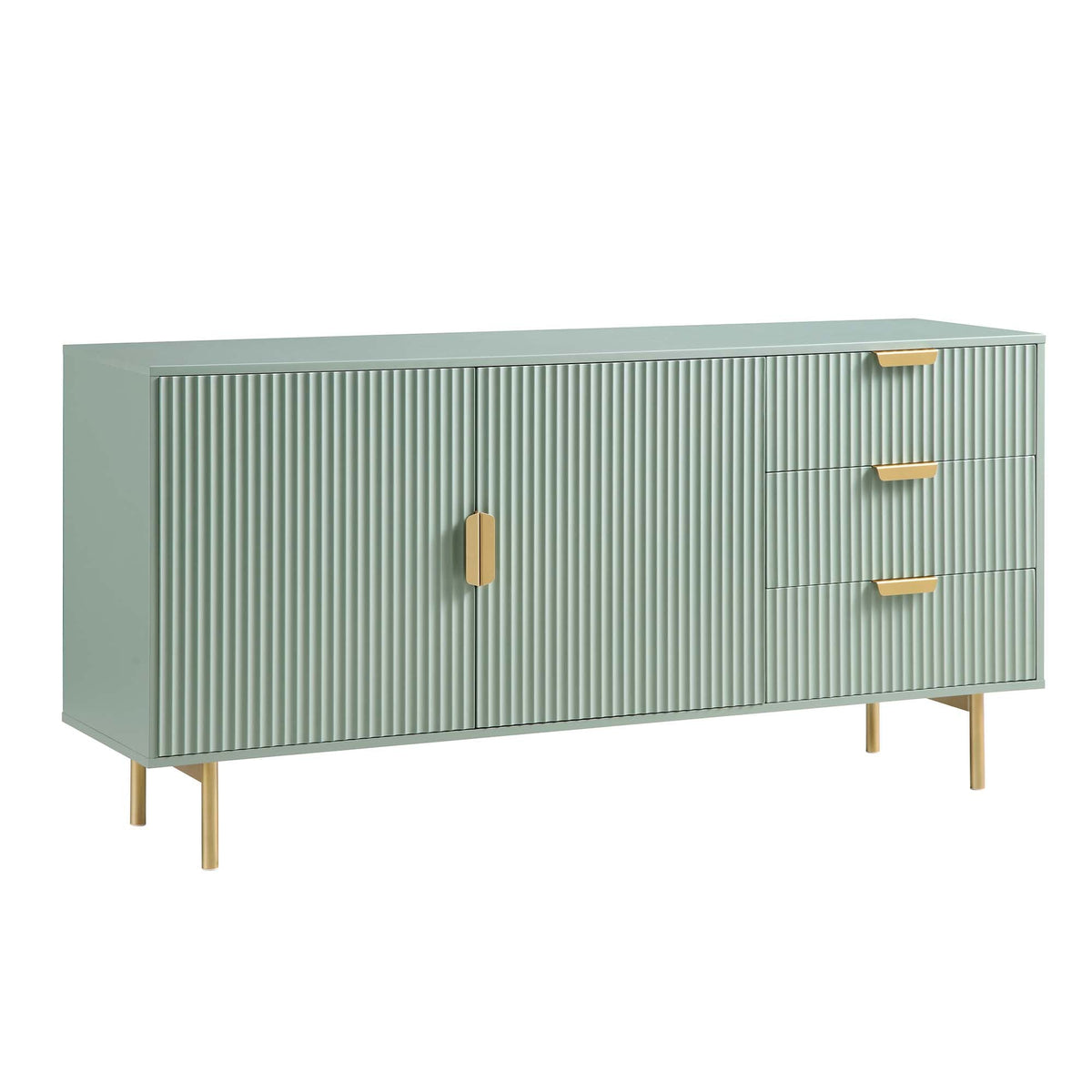 Modern Fluted Sideboard Cabinet with Drawers & Storage Ouch Cart