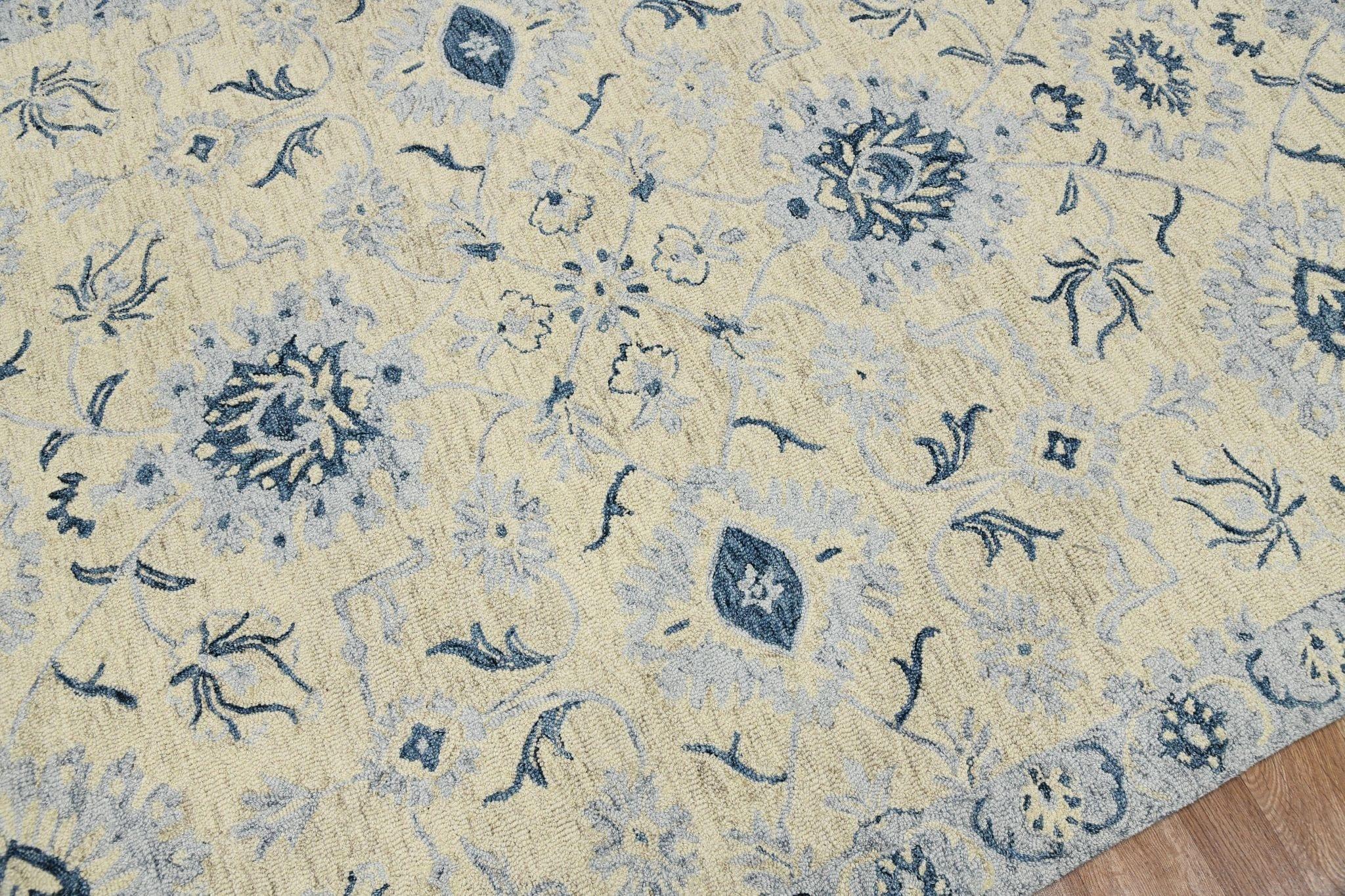 Light Blue Wool Romania 8X10 Feet Hand-Tufted Carpet - Rug - Ouch Cart