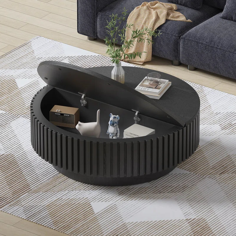 Modern Round Coffee Table,Wood Coffee Table with Storage for Living Room OUCH CART