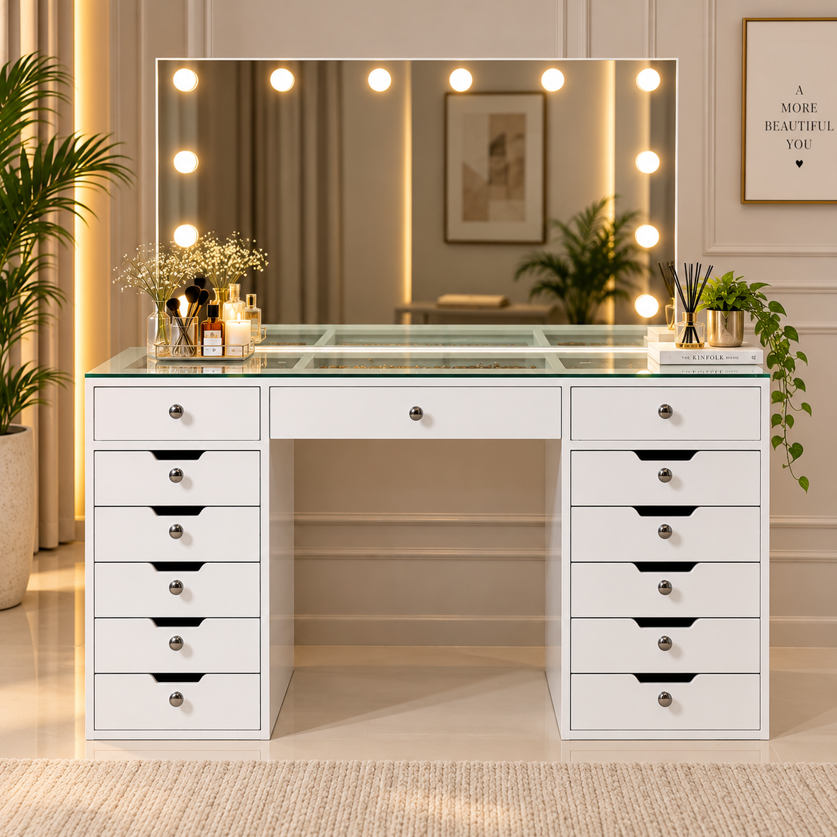 Aleksi Dressing Table with Mirror Ouch Cart