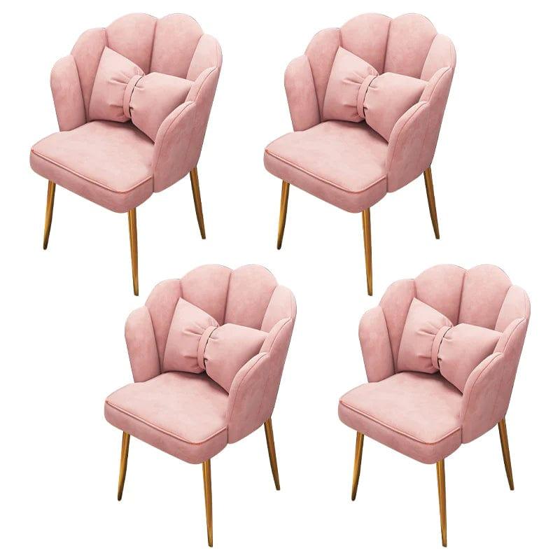 Contemporary Metal Side Chair Home Upholstered Arm Crown Top Back Chair - Ouch Cart