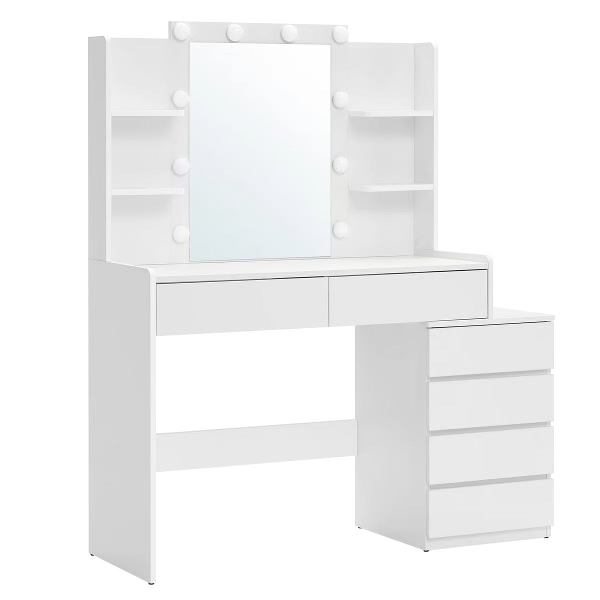 Modern Bedroom Vanity Desk 39.4'' Wide with LED Mirror and 6 Drawers