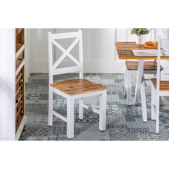 Whitewave Solid Wood Dining Chairs Set of 2 Made of Mango Wood White Rustic Finish (2 Chairs) - Ouch Cart