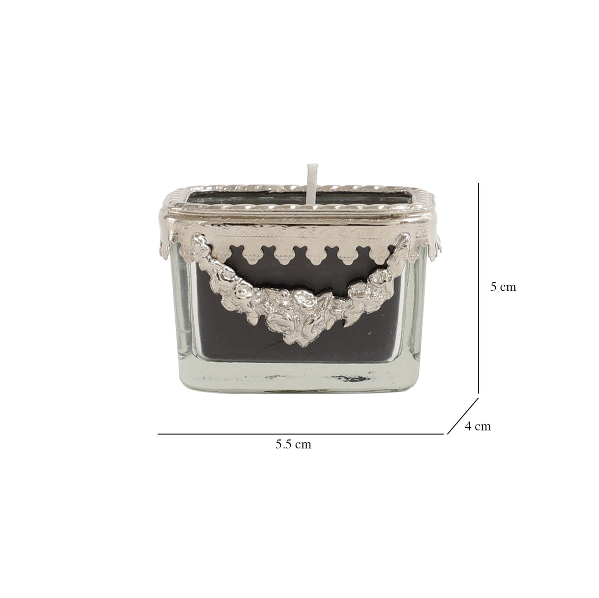 black velvet Scented candle glass jar with Silver Ring M.M.I. OVERSEAS
