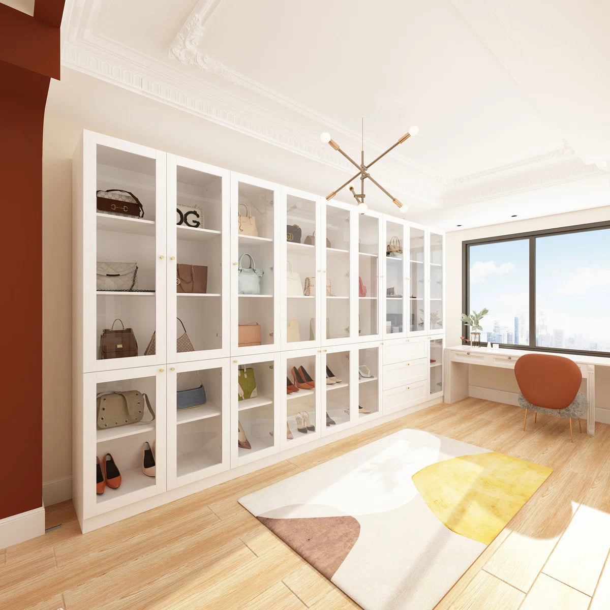 Bobbilee 141.7 Inch Wide Armoire Wardrobe with 3 Drawers Spacious Bedroom Storage