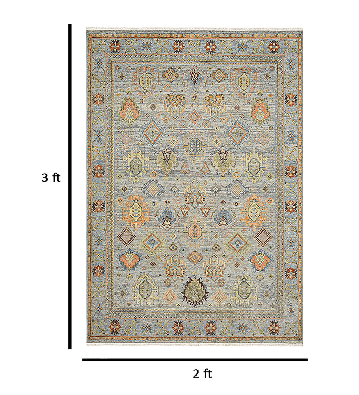 Mahal Traditional Pattern Hand Knotted Rectangle Anti-Skid Designer Carpet, Prayer Rug For Office Cabins, Small Living Spaces - 2'x3' Saraswati Global