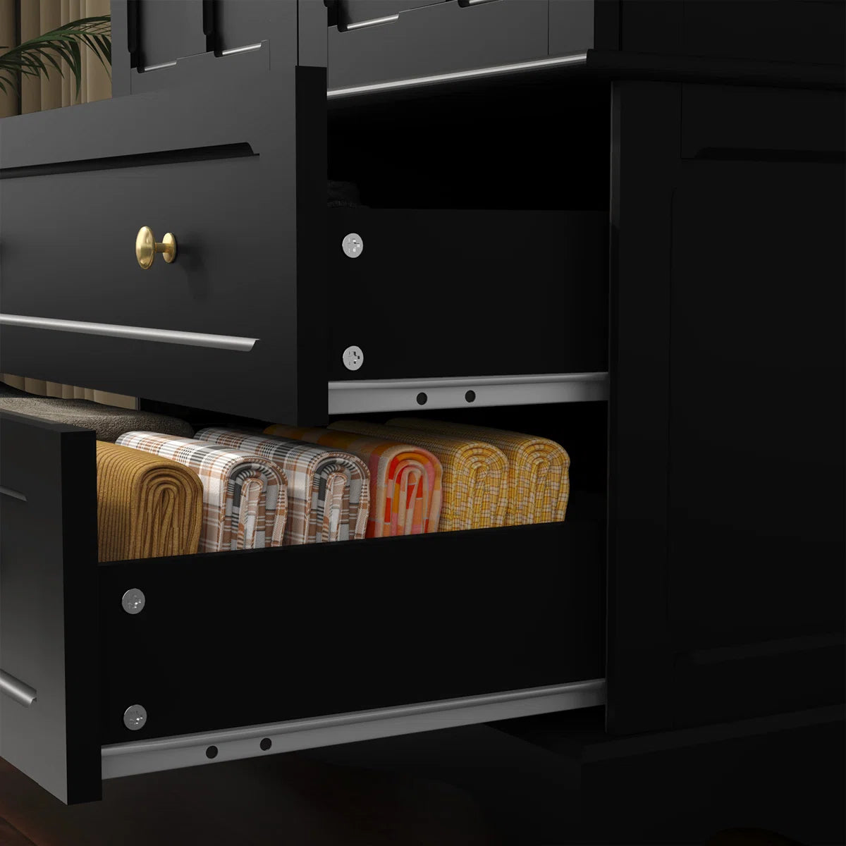 Elegant Wooden Wardrobe Armoire with 2 Drawers – Freestanding Design-OUCH CART | Wardrobe