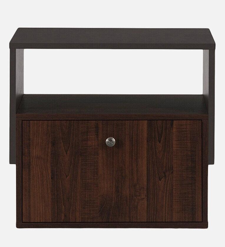 Bedside Table in Dark Walnut Finish with Drawer - Ouch Cart