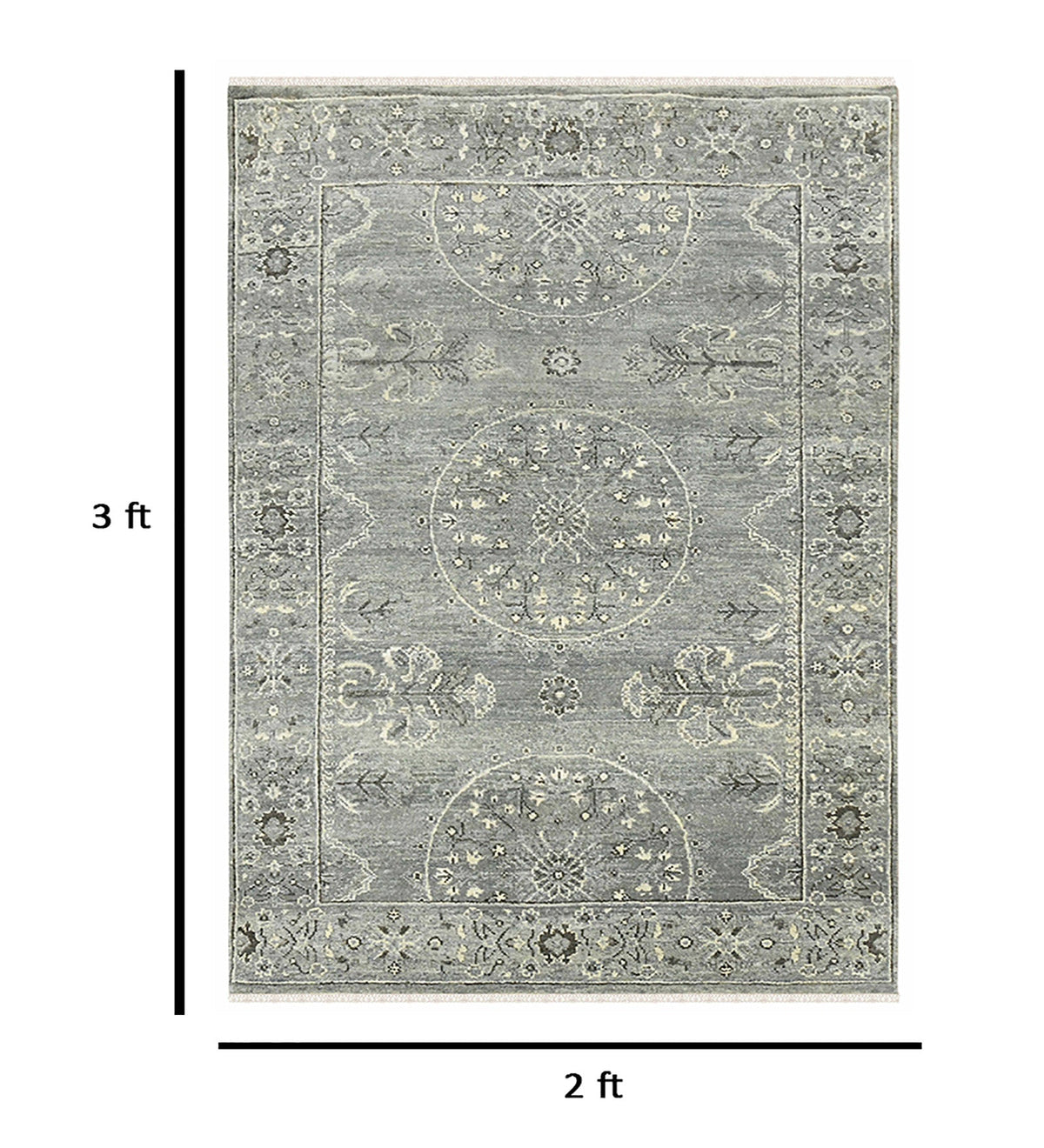 Nuit Arabe Traditional Pattern Hand Knotted Rectangle Anti-Skid Designer Carpet, Prayer Rug For Office Cabins, Small Living Spaces - 2'X3' Saraswati Global