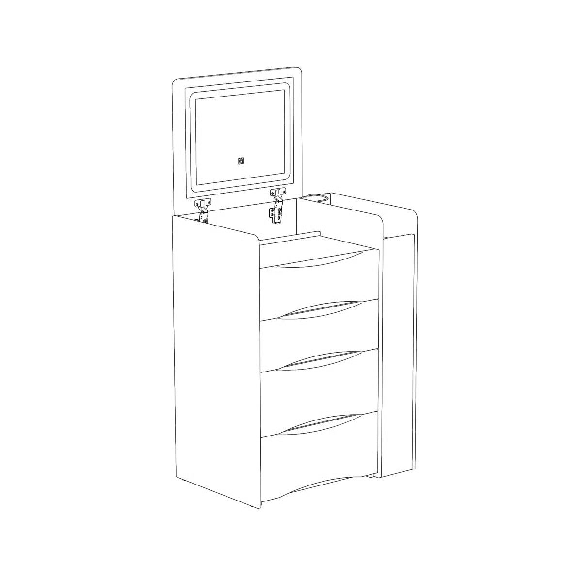 Space-Saving 3-in-1 Vanity Table – Flip Top Mirror and Side Cabinet Organizer