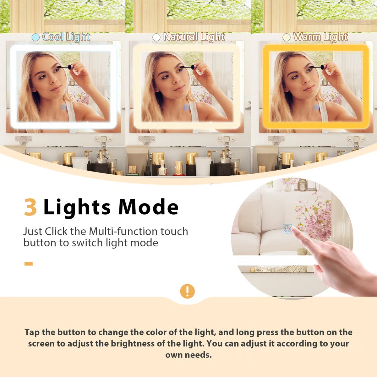 Space-Saving 3-in-1 Vanity Table – Flip Top Mirror and Side Cabinet Organizer