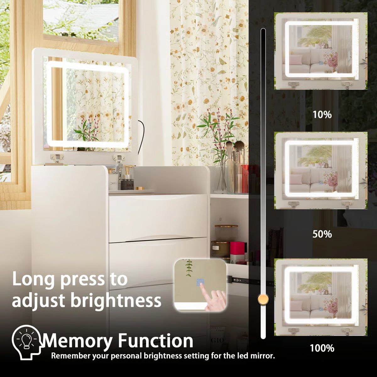Space-Saving 3-in-1 Vanity Table – Flip Top Mirror and Side Cabinet Organizer