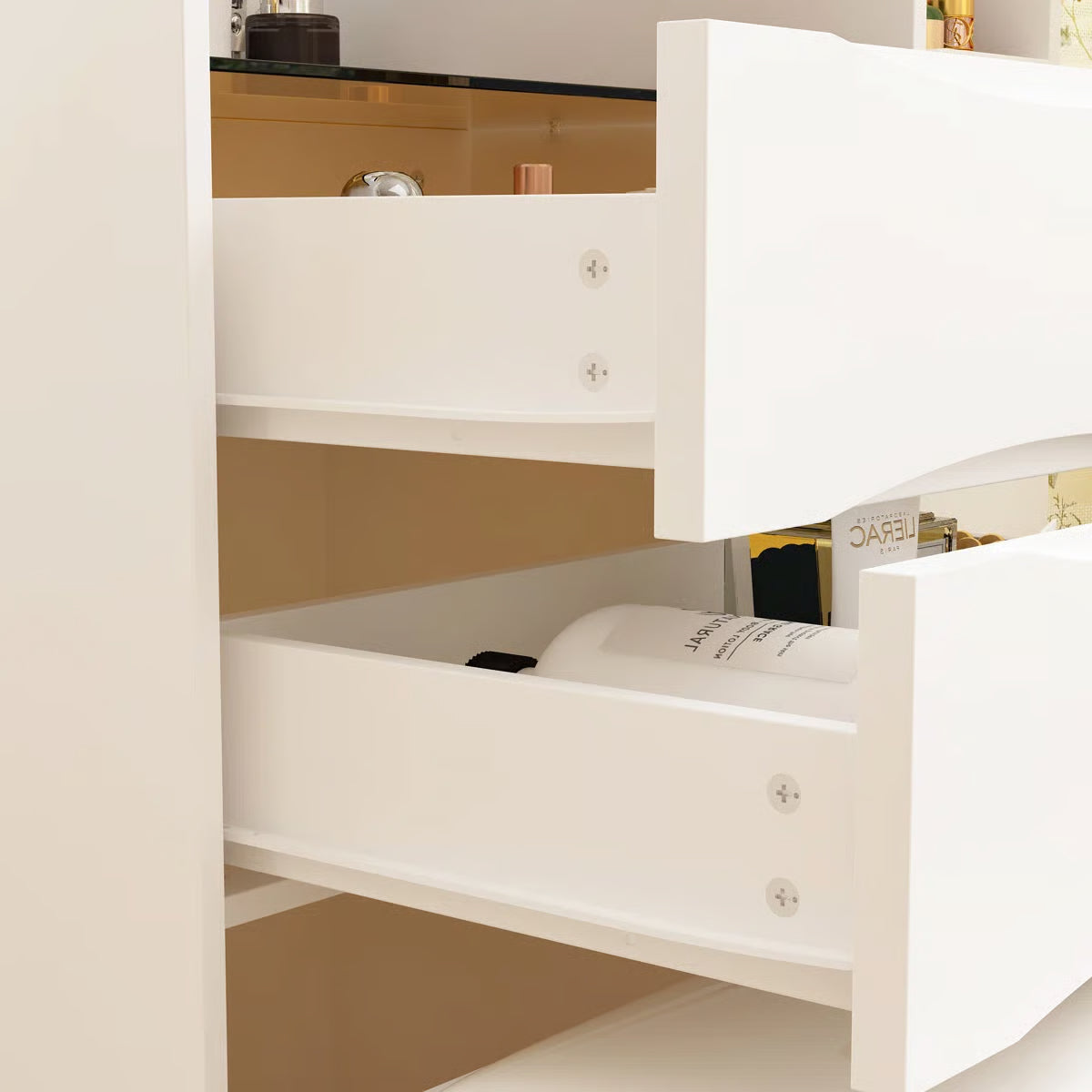 Space-Saving 3-in-1 Vanity Table – Flip Top Mirror and Side Cabinet Organizer