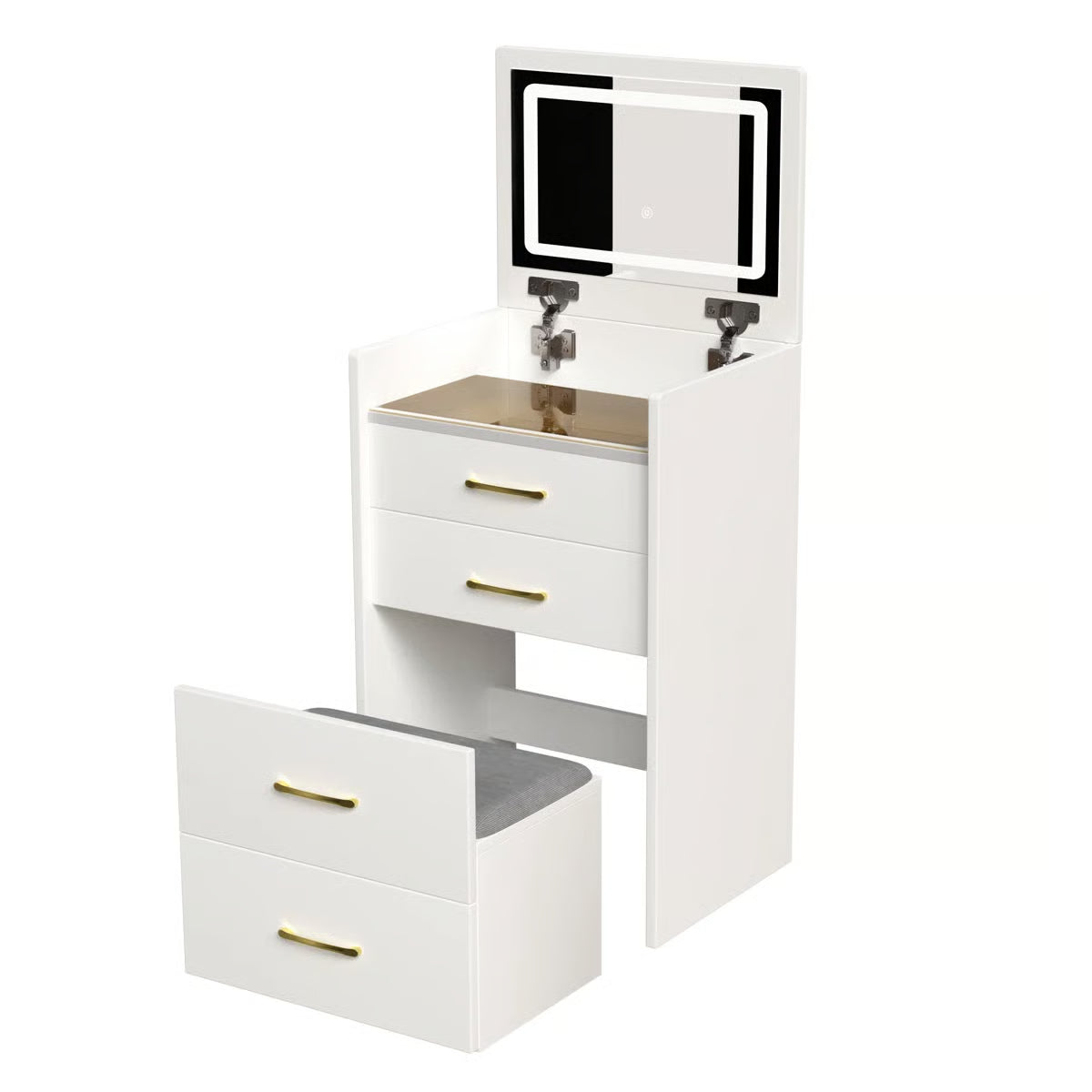3-in-1 Vanity Table with Open Top Mirror – Makeup Desk for Bedroom