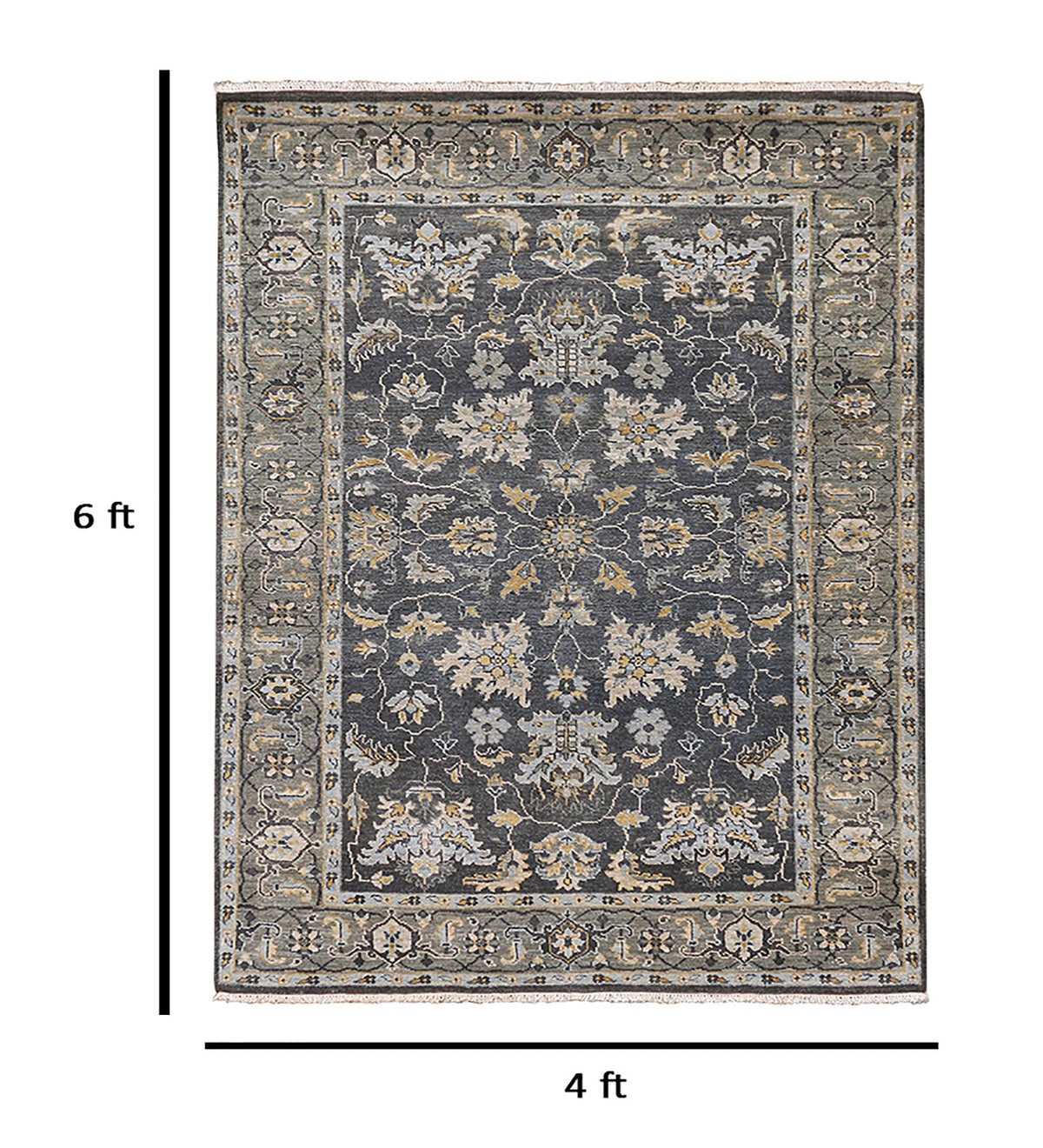 Heritage Traditional Pattern Hand Knotted Rectangle Anti-Skid Designer Carpet, Prayer Rug For Office Cabins, Small Living Spaces - 4'X6' Saraswati Global