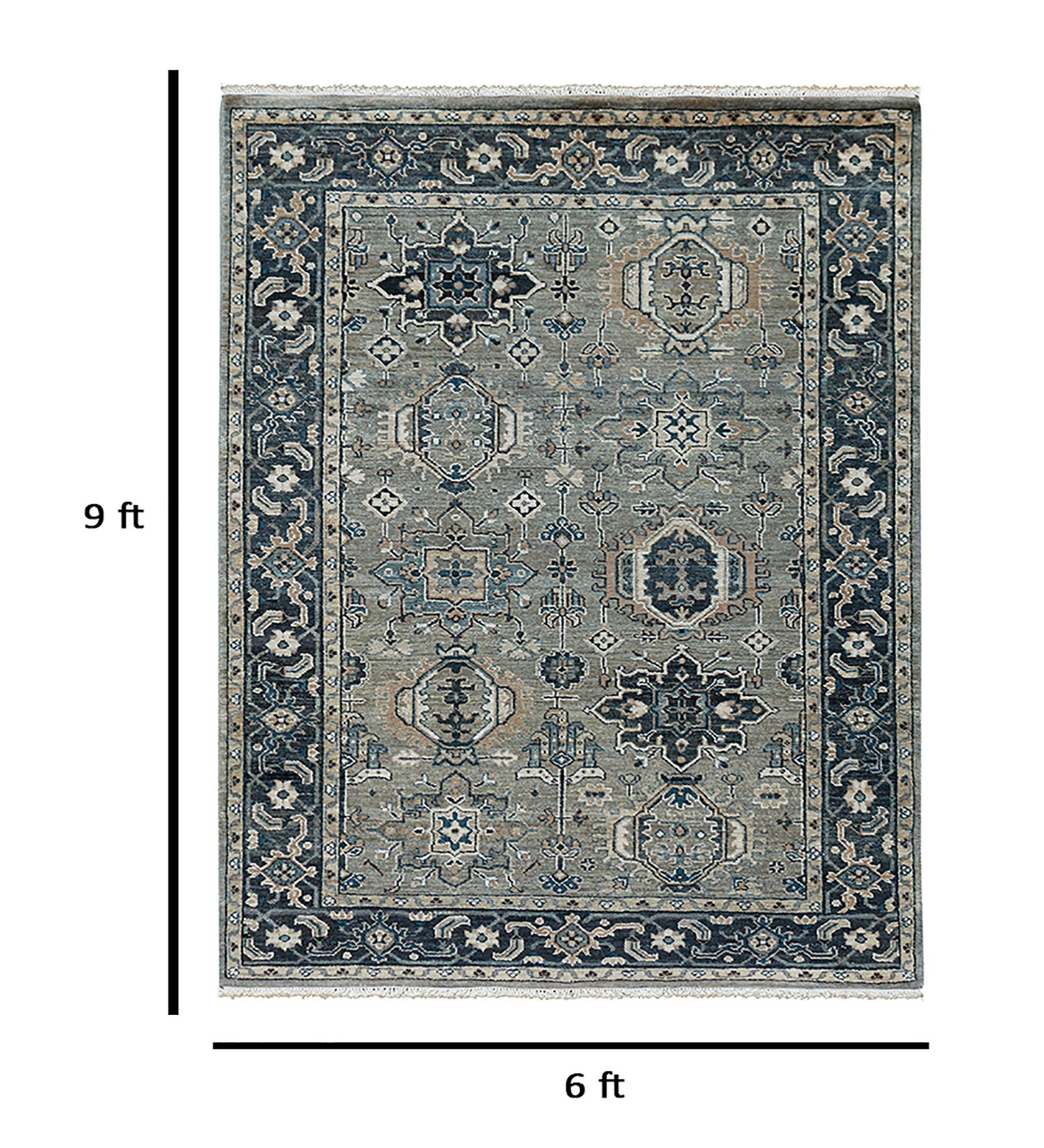 Heritage Traditional Pattern Hand Knotted  Rectangle Anti-Skid Designer Carpet, Area Rug For Bed Room, Living Room - 6'x9'
