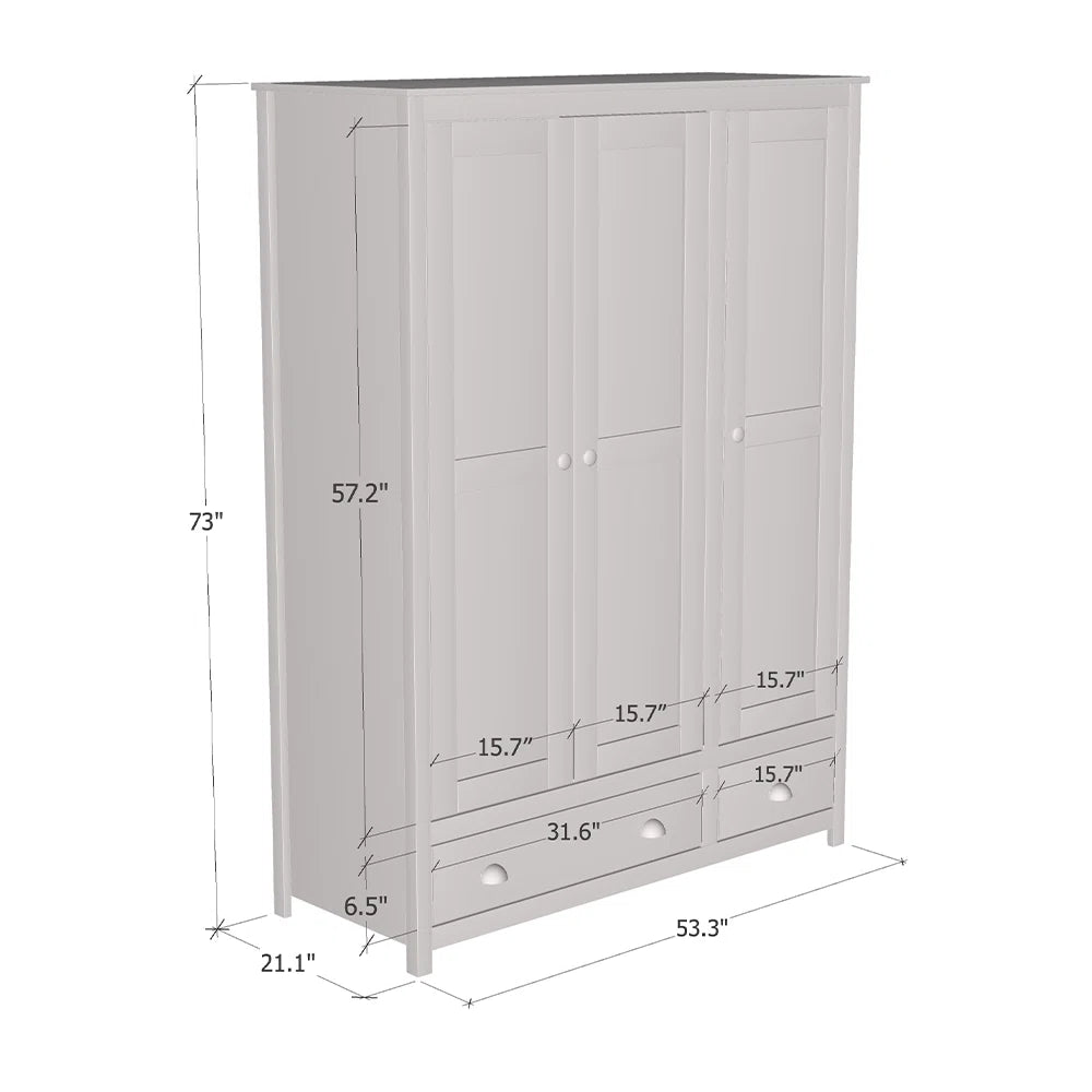 Topazio 3D2S Wooden Wardrobe – Contemporary Closet with Drawers and Shelves