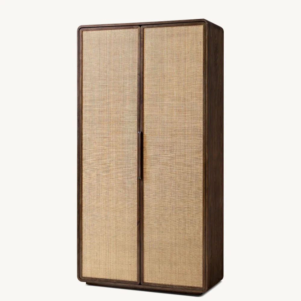 Simple American-Style Wardrobe – Retro Solid Wood Bedroom Armoire OUCH CART