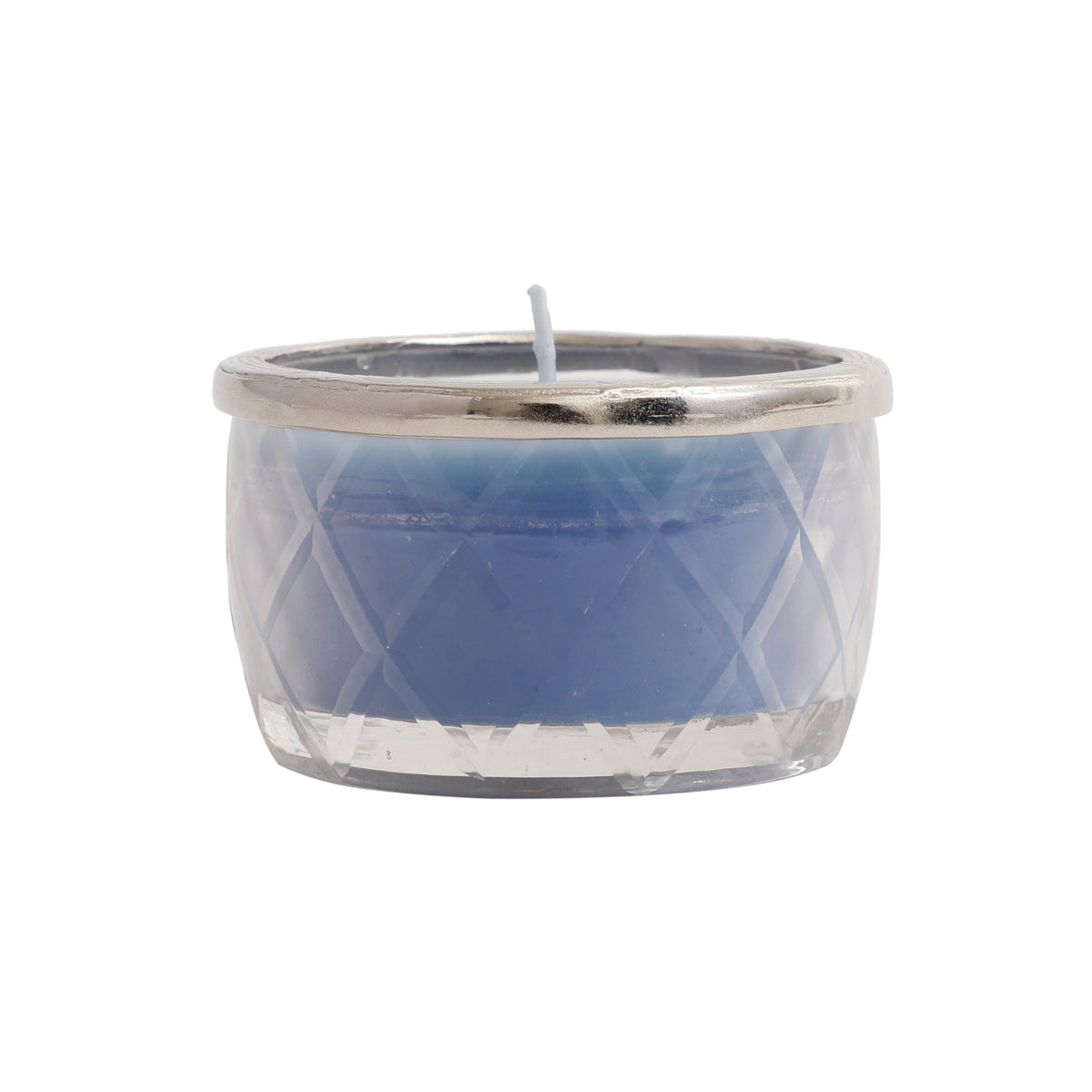 ocean breeze blue Scented candle jar with Silver ring M.M.I. OVERSEAS