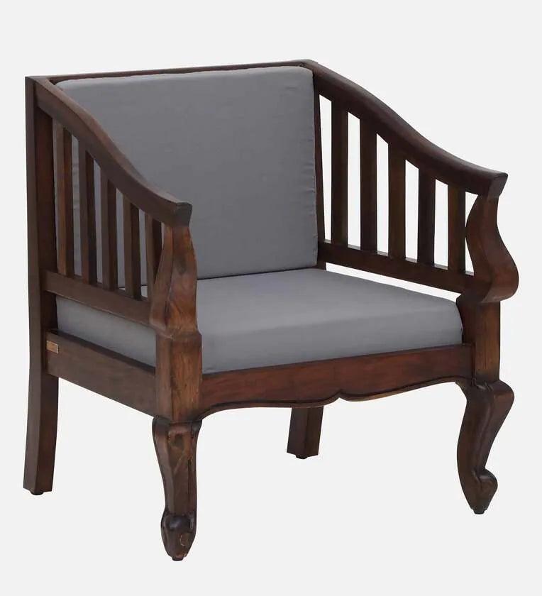 Sheesham Wood 1 Seater Sofa In Scratch Resistant Provincial Teak Finish - Ouch Cart