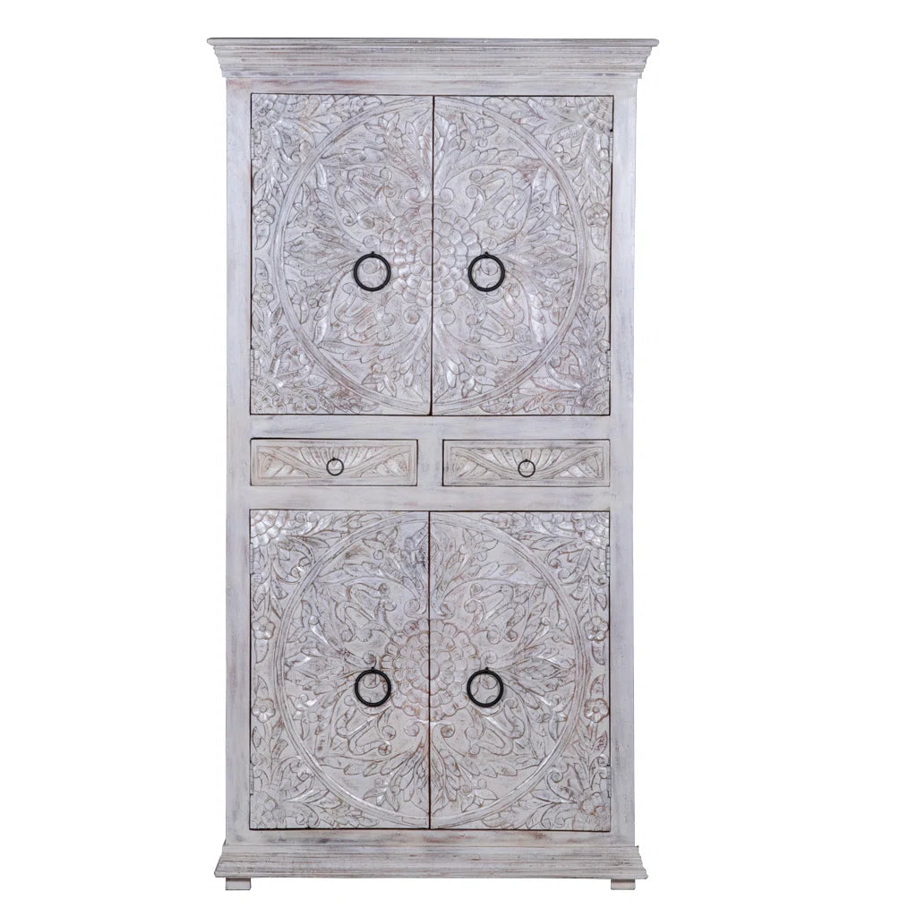 Lancey Solid Wood Wardrobe Armoire Minimalist Stylish Storage OUCH CART