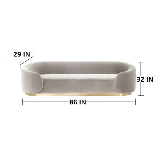 Ronald Gray 3-Seater Sofa Upholstered Velvet Sofa Pillows - Ouch Cart
