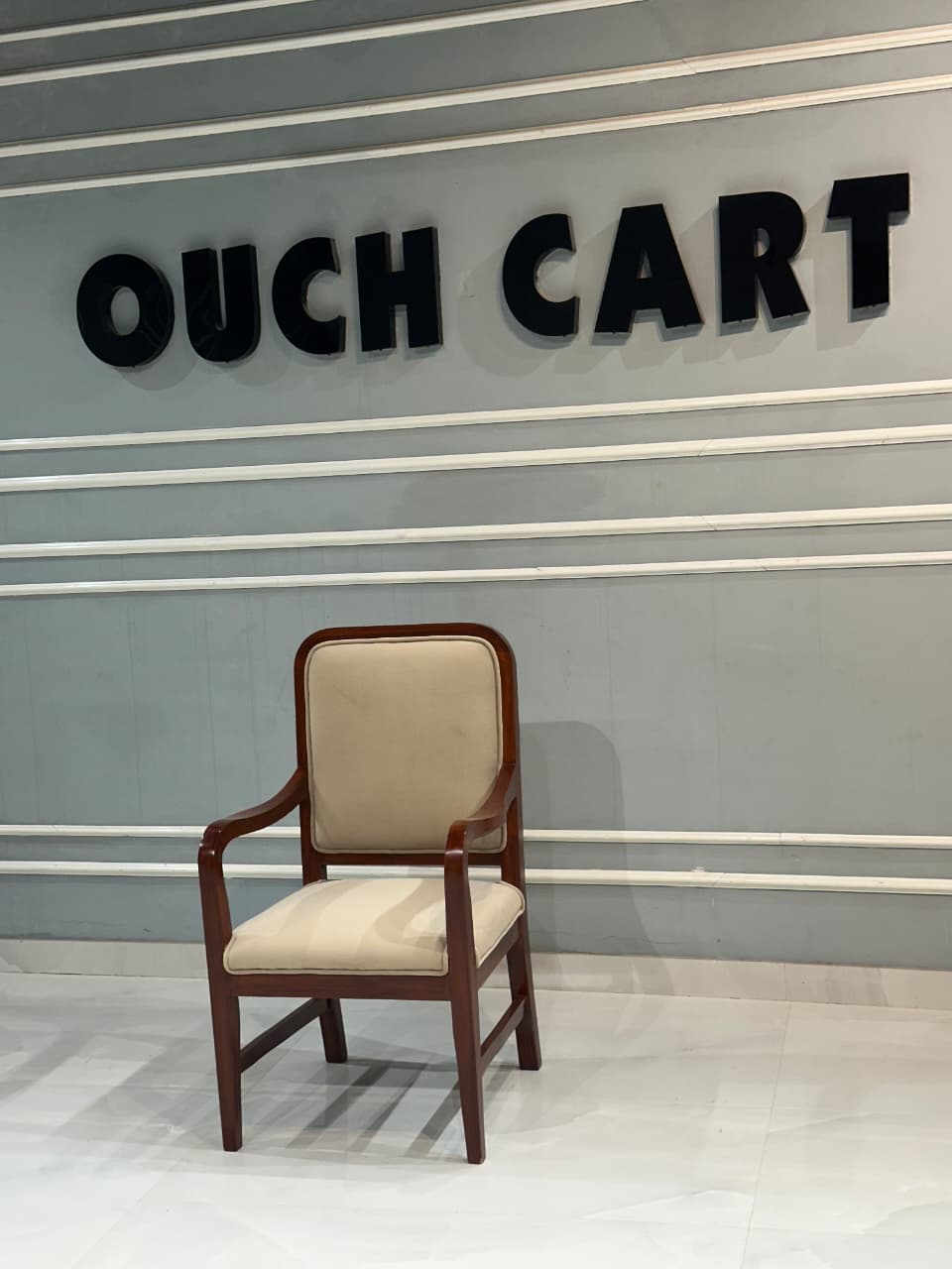 Premium Royal-Style Solid Wood Chair with Handcrafted Armrest Detailing โ Standard Brown