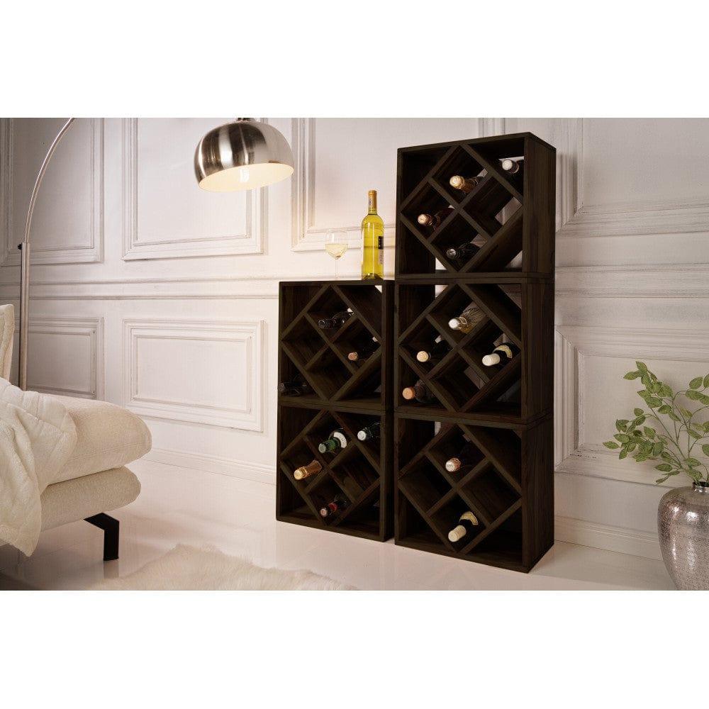 Cube end Table Solid Wood (Wine Rack, Walnut Finish) - Ouch Cart