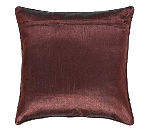 Classic Brown & Gold Silk Cushion Covers 16 x 16 Inch, Striped Design, Set of 5 OUCH CART