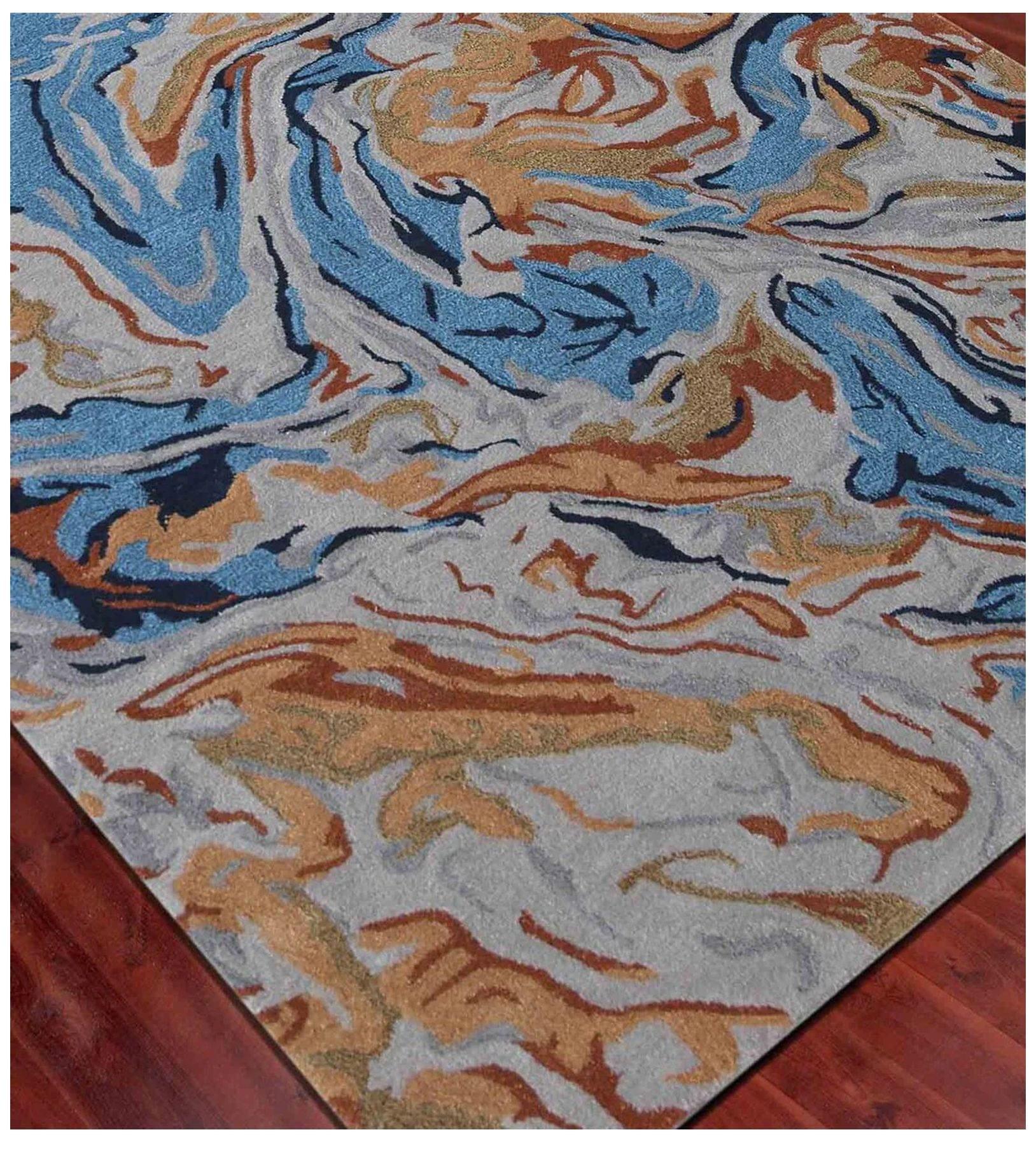 Orange Wool & Viscose Dream Scape 5x8 Feet Hand-Tufted Carpet - Rug - Ouch Cart