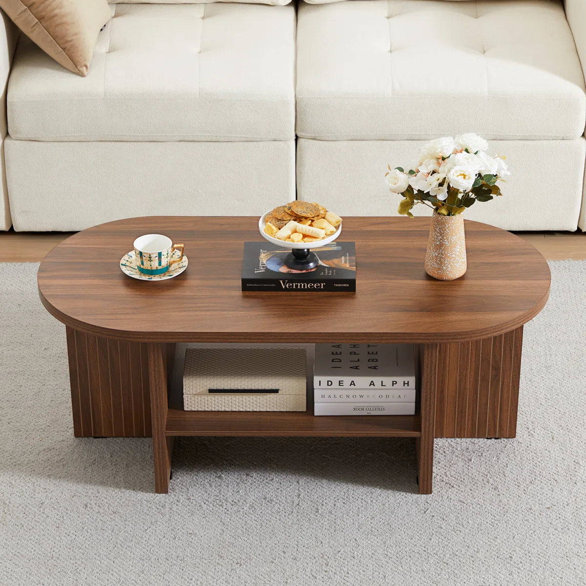 43.31'' Oval Shaped Coffee Table With Storage