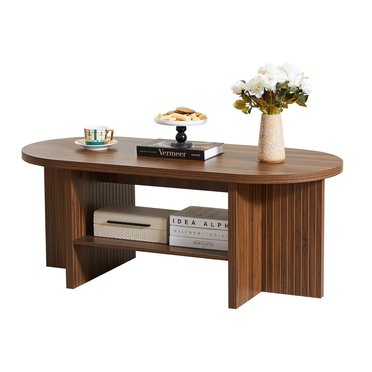 43.31'' Oval Shaped Coffee Table With Storage