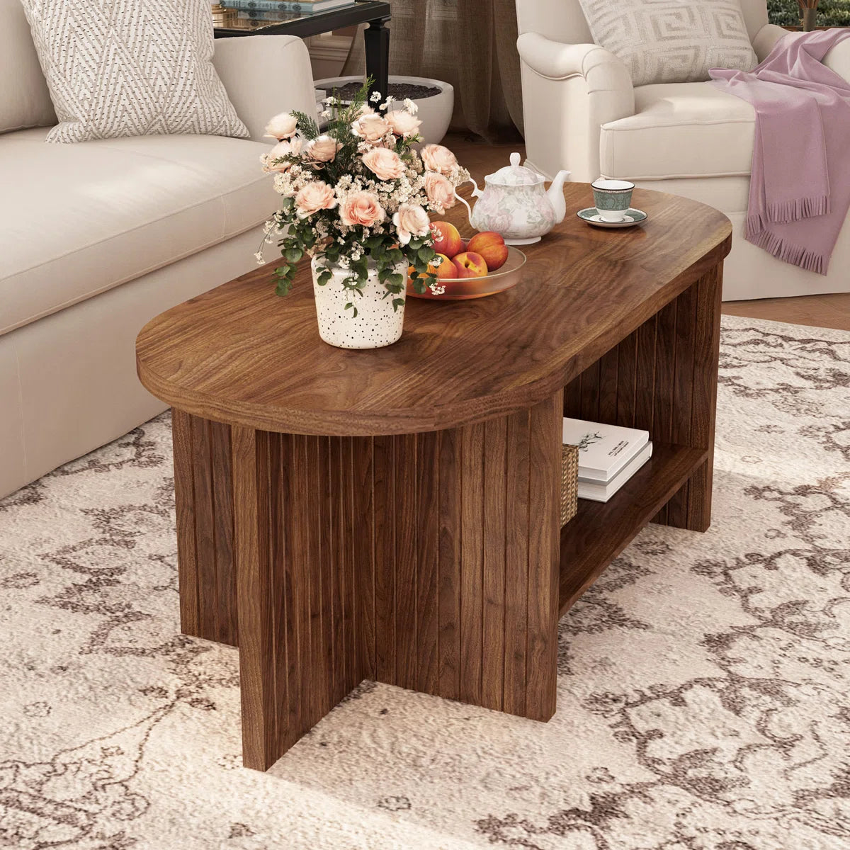 43.31'' Oval Shaped Coffee Table With Storage