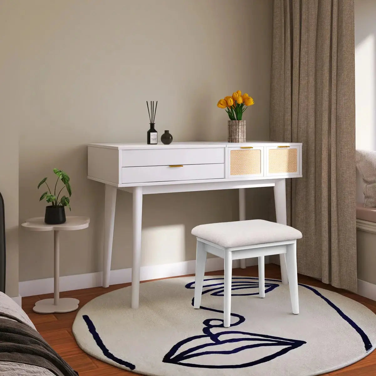 43.3" Classic Makeup Vanity – Elegant Wooden Vanity Desk with Storage-OUCH CART |Dressng table