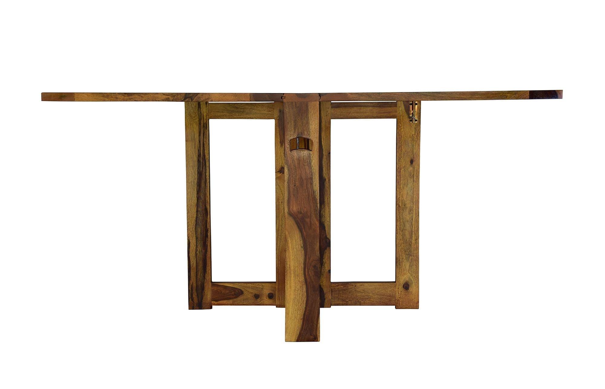 Sheesham Wood foldable dining table in honey finish - Ouch Cart