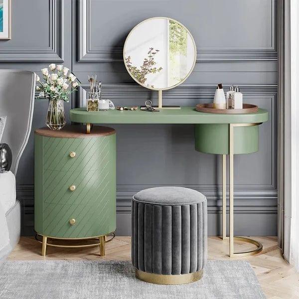 Oceana Makeup Vanity Table With Mirror, Dressing Table With Stool, Vanity Dressing Table Home Dressers Bedroom Furniture Moveable Bedside Table with Wooden Dressing Table Cabinet - Ouch Cart